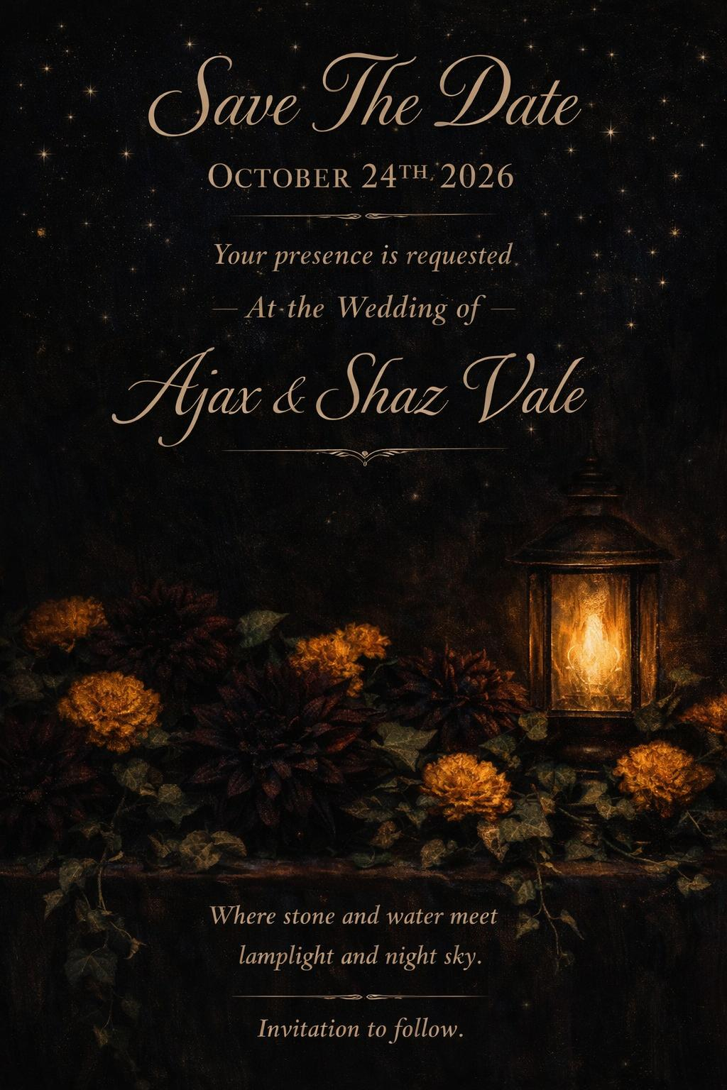 Save the date — Ajax & Shaz Vale, October 24th 2026